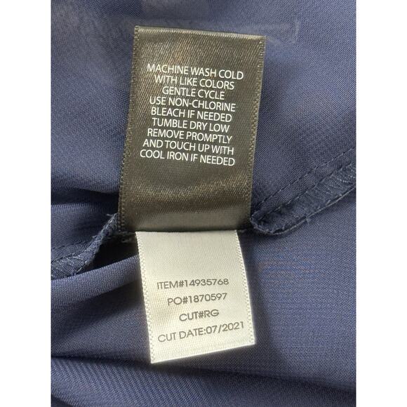 Torrid Navy Silver Pink Chiffon Plus Sz 3/ 22 Cold Shoulder Short Sleeve Top - Picture 16 of 16